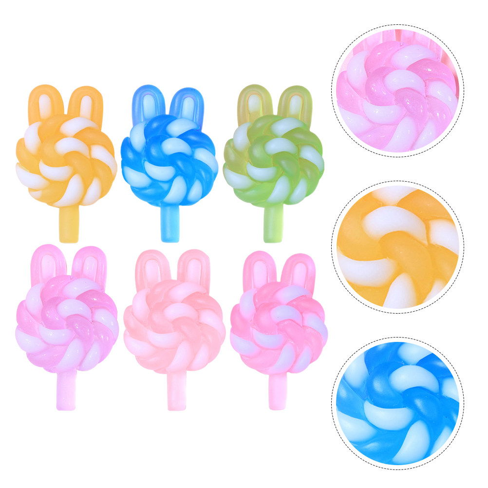 Crafting Resin - 24Pcs 귀여운 만화 롤리팝 참 토끼