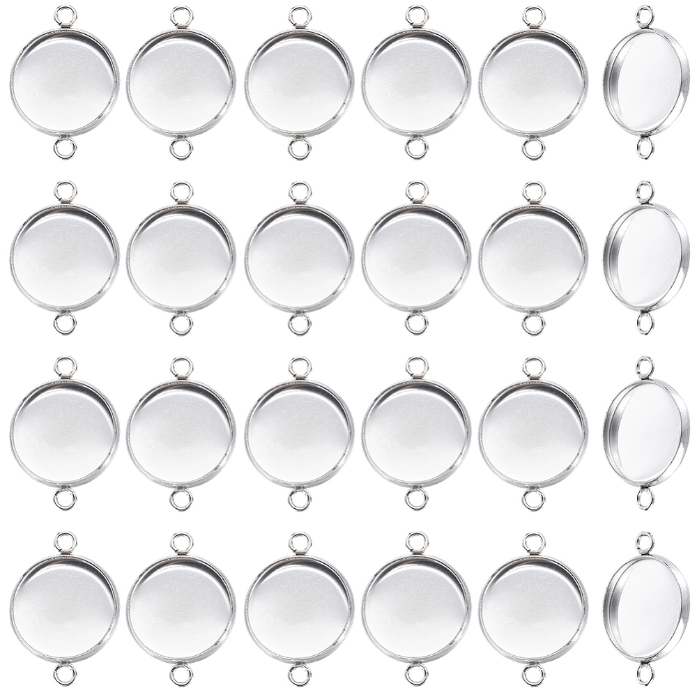 Bezels Set Pendant - 100개 스테인리스 스틸 카보숑 커넥터 세팅