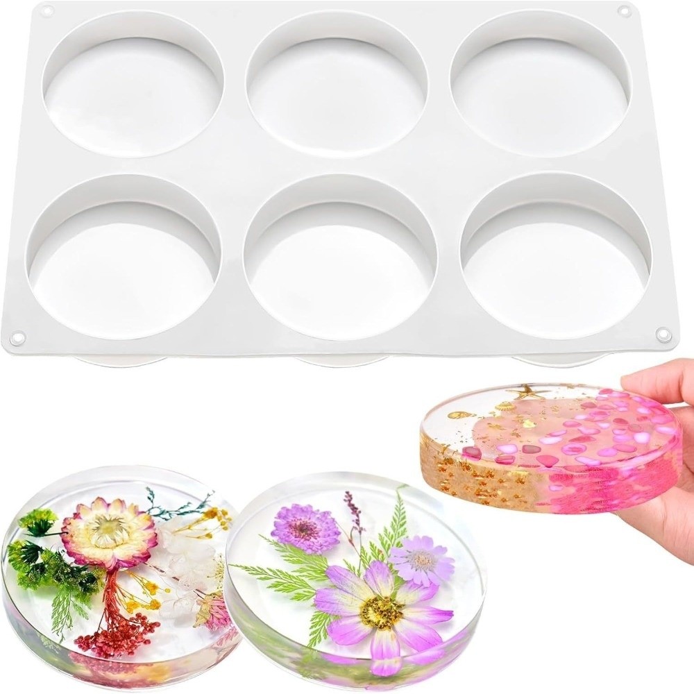 Coaster Mold Round - 창의적인 컵받침 실리콘 몰드 기하학적 수제