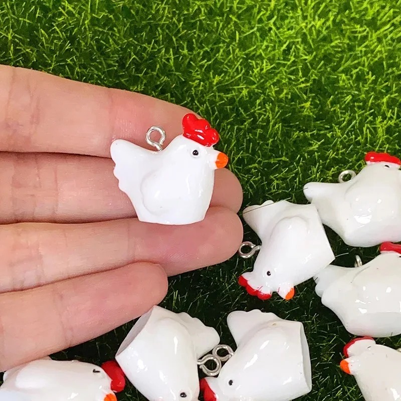 Crafting Resin - 10Pcs 귀여운 미니 3D 치킨 수지
