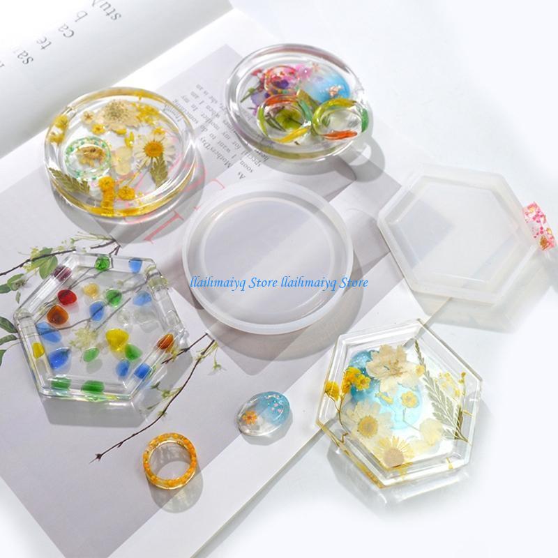 Coaster Mold Round - 573B 인공 마노 조각 컵 받침을