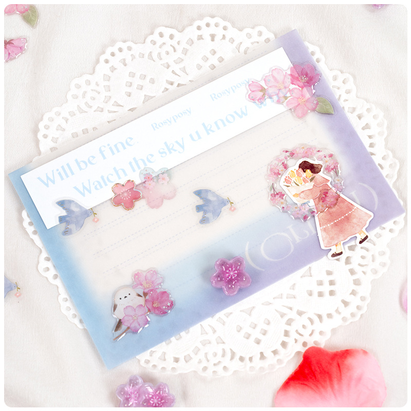 Resin Craft Supplies - 일본식 사쿠라 크리스탈 3D 스티커 소녀를위한