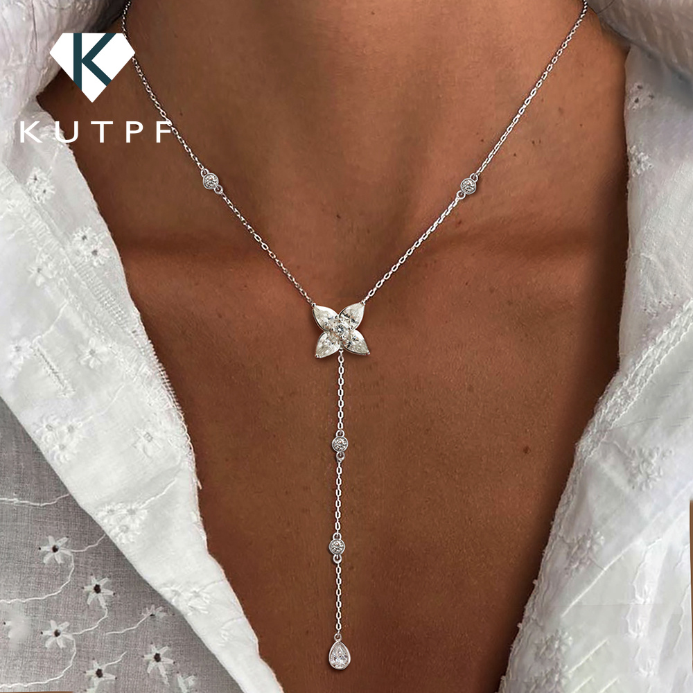 Bezels Set Pendant - 모이사나이트 펜던트 목걸이, 배/라운드 베젤 세팅,