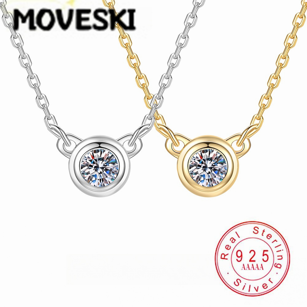 Bezels Set Pendant - S925 스털링 실버 모이사나이트 베젤 세팅