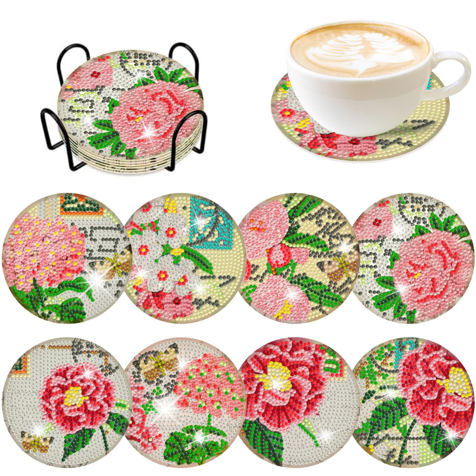 Resin Craft For Beginners - RUOPOTY 음료용 다이아몬드 페인팅 컵 받침,