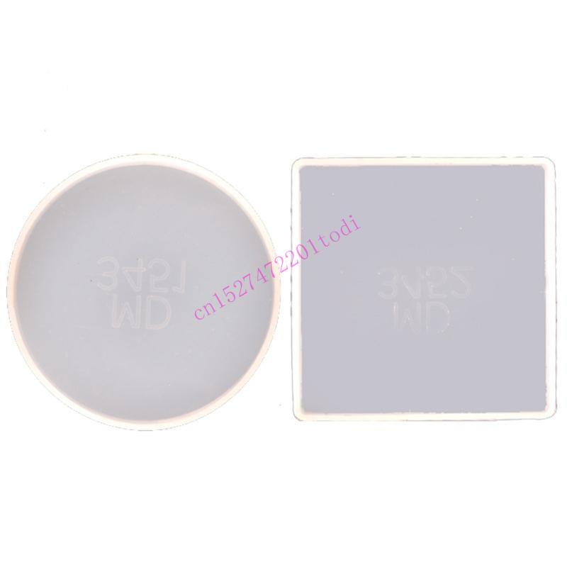 Geode Mold Silicone - 2Pcs 라운드 스퀘어 코스터 수지 금형