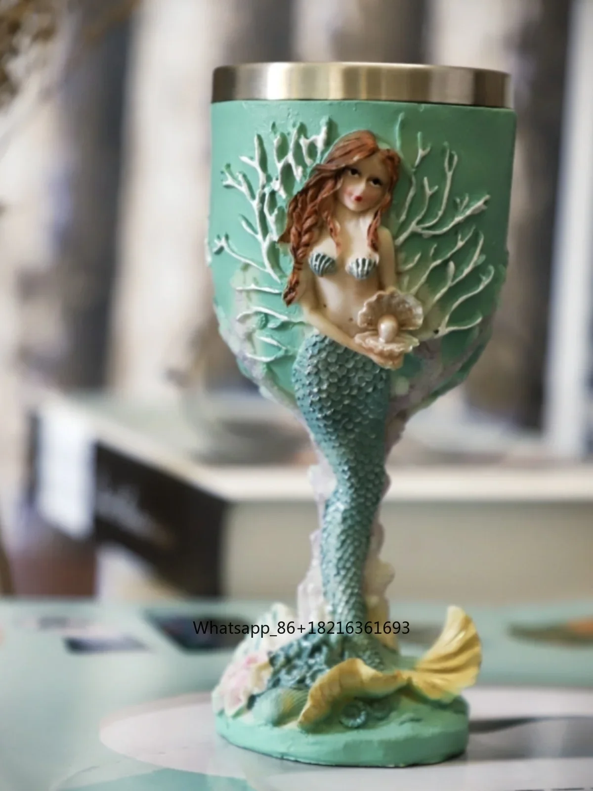 Crafting Resin - 3D 조각 인어 손으로 그린 공예