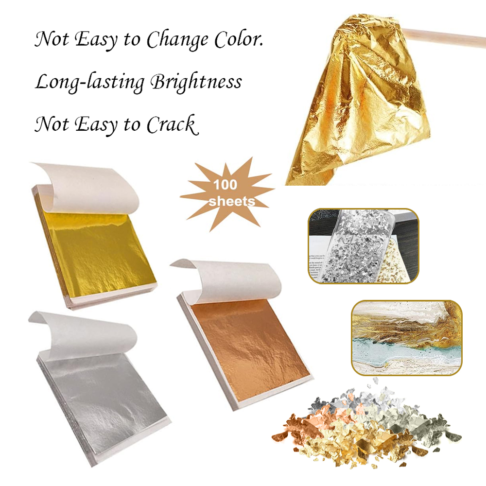 Gold Foil Flakes - 100개 모조 금은 동박지, DIY 레진