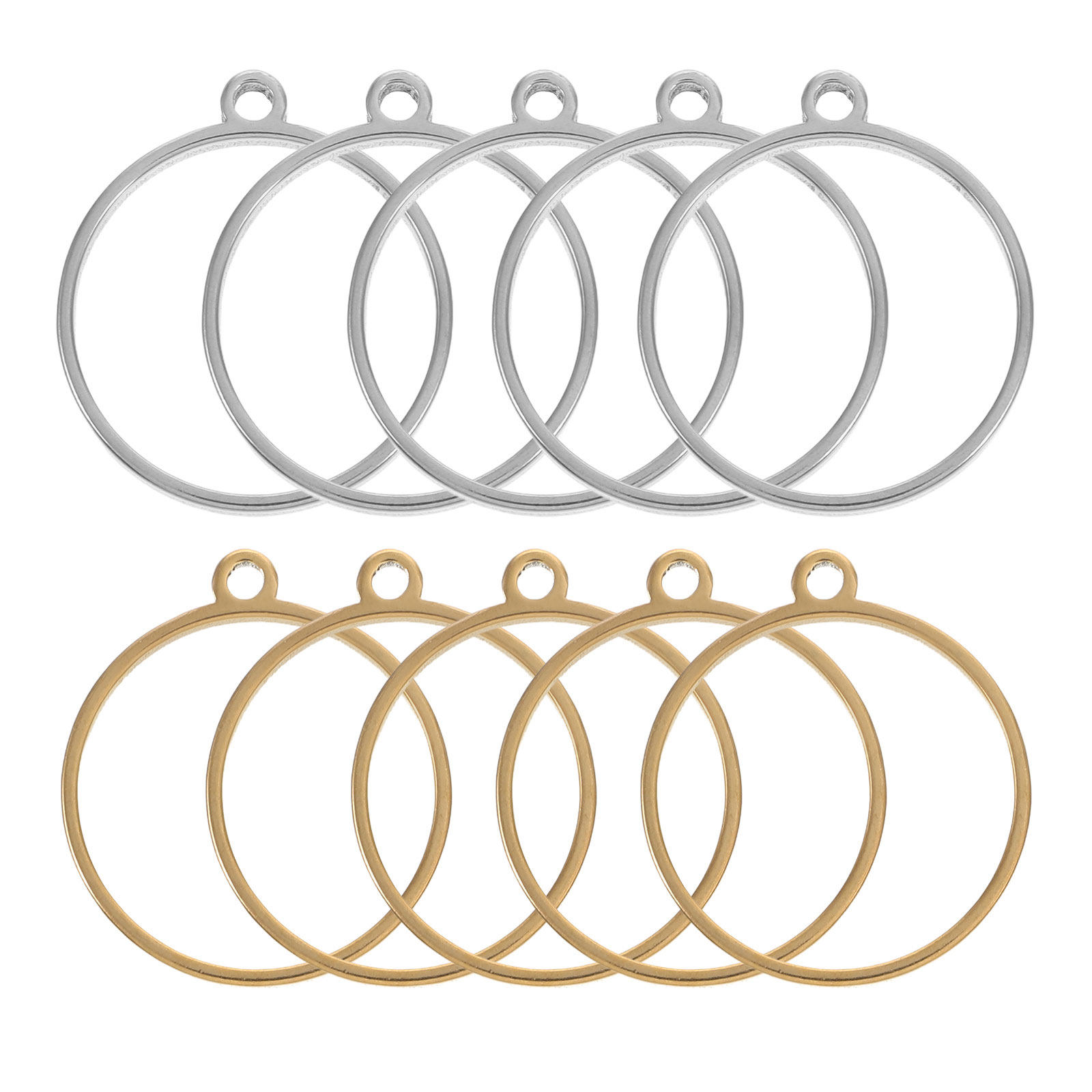Bezels Set Pendant - 20개 스테인리스 스틸 오픈 베젤 참,