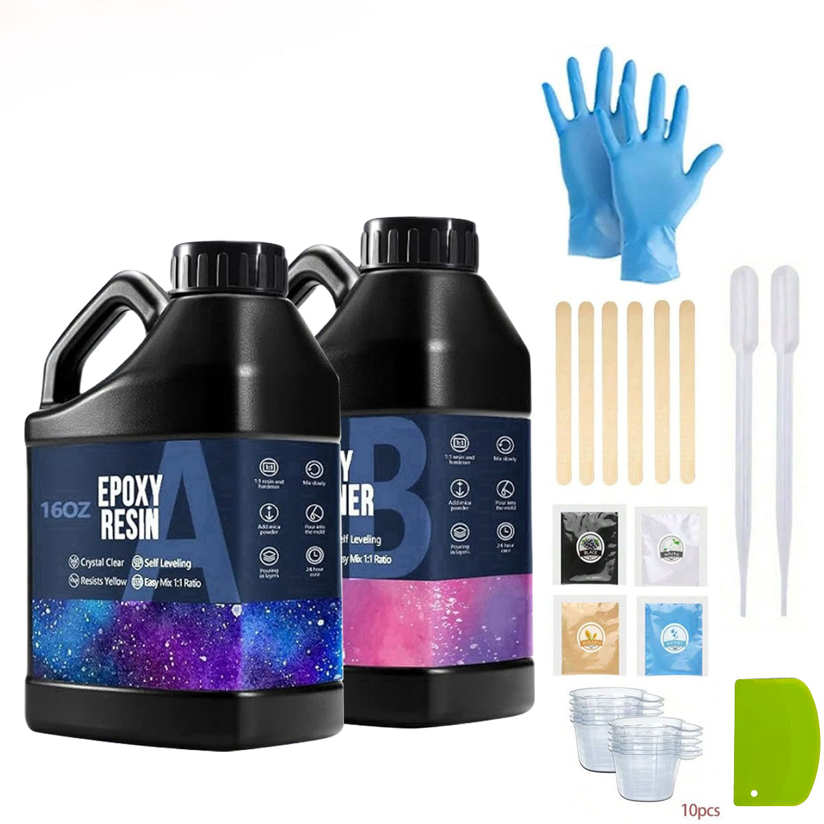 Resin Craft Kit - 1000ml 크리스탈 투명 에폭시 레진 키트,