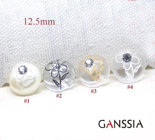 Dried Flower Bulk - 20개/세트 사이즈:12.5mm 우아한 꽃무늬 셔츠 단추