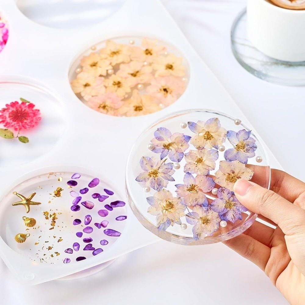 Coaster Mold Round - 창의적인 컵받침 실리콘 몰드, 원형 기하학적