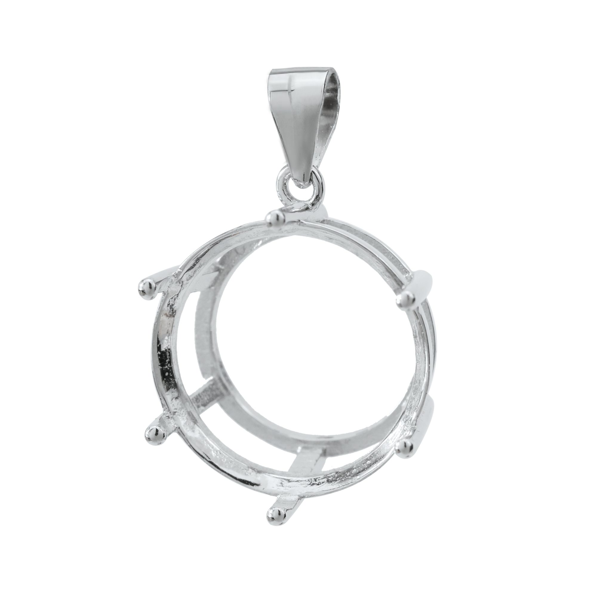 라운드 6 프롱 펜던트 세팅, 솔리드 925 스털링 실 - Bezels Set Pendant 리뷰 및 가격