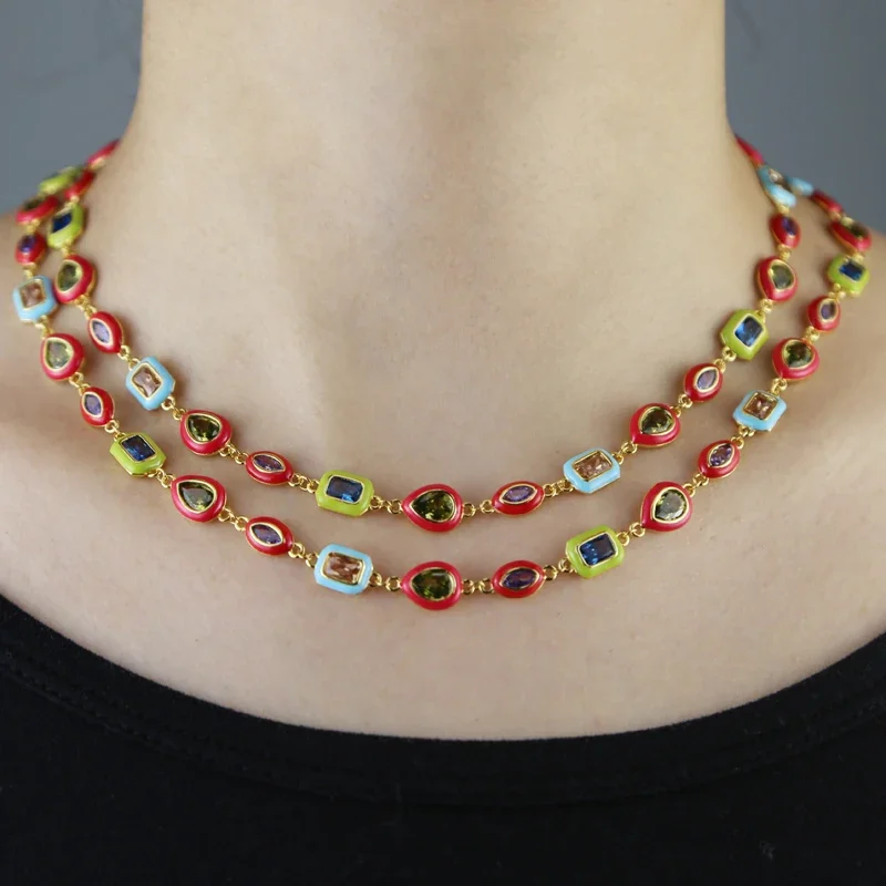 2026 뉴 레인보우 주얼리 그라데이션 컬러풀 에나멜  - Bezels Set Pendant 리뷰 및 가격