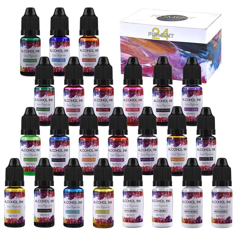 24 색/세트 10ml 수지 안료 아트 잉크 알코올 액 - Resin Dye Alcohol 리뷰 및 가격