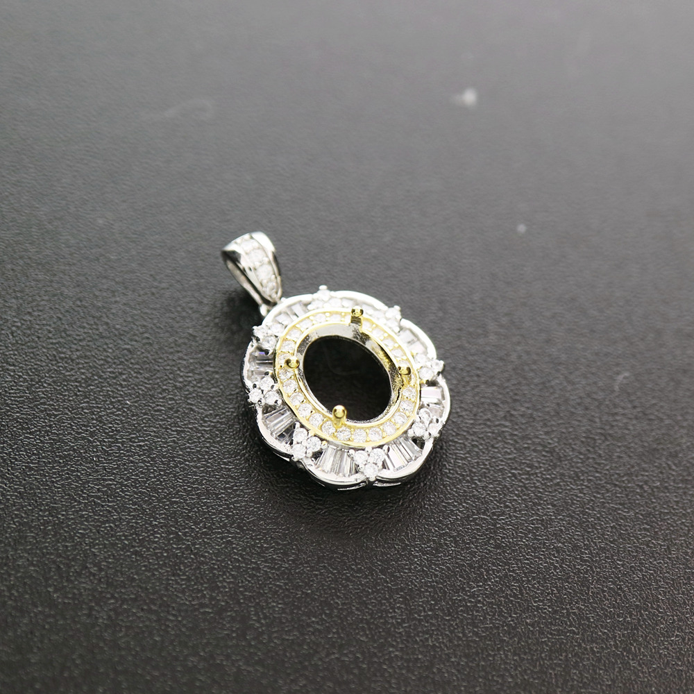 여러 크기 타원형 베젤 골드 실버 보석 CZ 스톤 솔리 - Bezels Set Pendant 리뷰 및 가격
