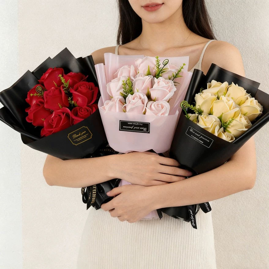 9송이 비누꽃 장미 꽃다발 인공 꽃 크리스마스 웨딩 생 - Dried Flower Bulk 리뷰 및 가격