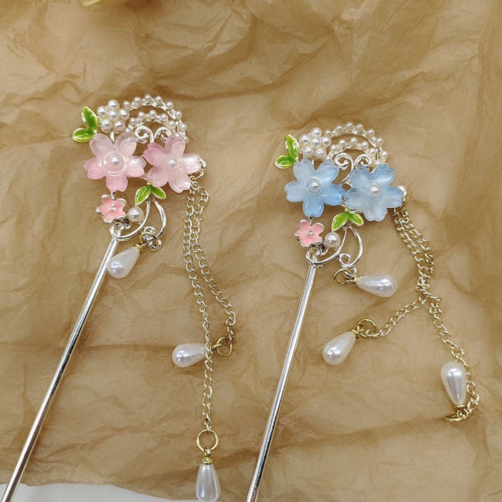 1피스 중국식 헤어 스틱: 핑크색 수지 꽃, 진주 및  - Resin Craft Ideas 리뷰 및 가격
