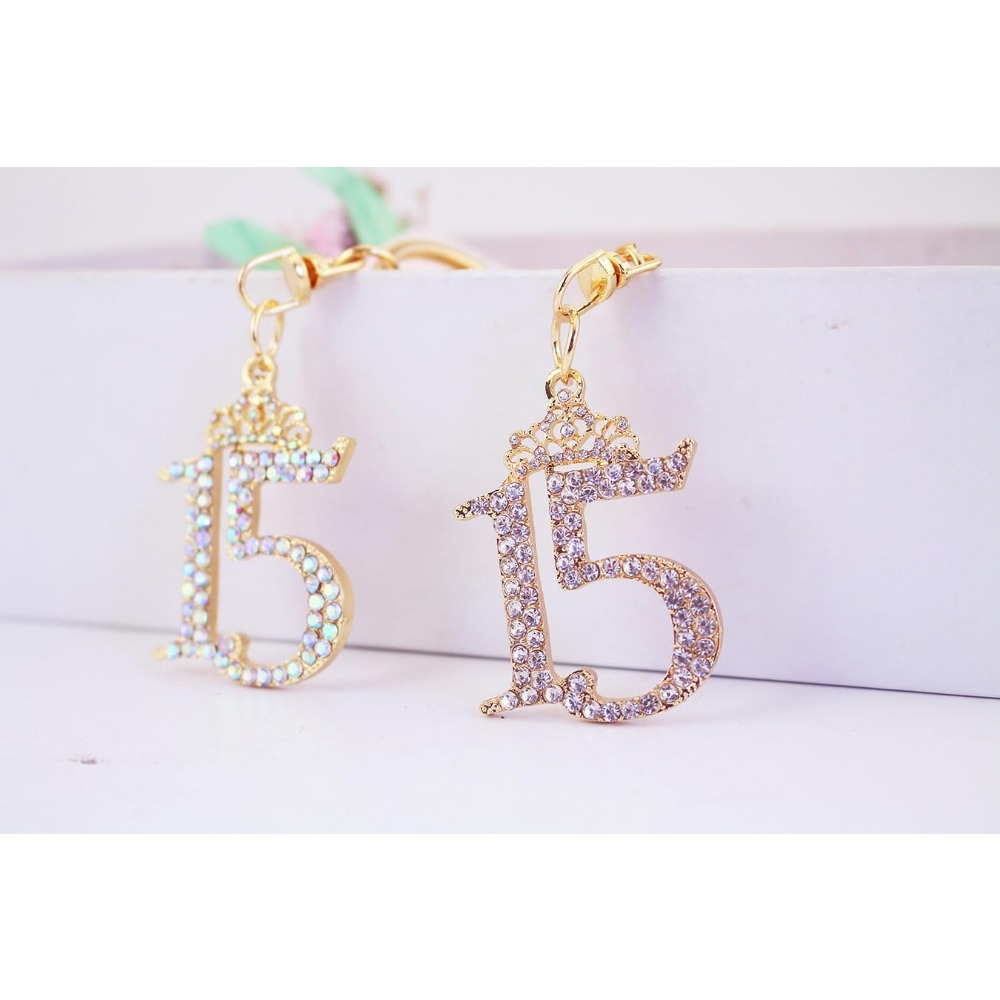 반짝이는 숫자 15 라인스톤 자동차 열쇠고리 링 체인  - Resin Glitter Pack 리뷰 및 가격