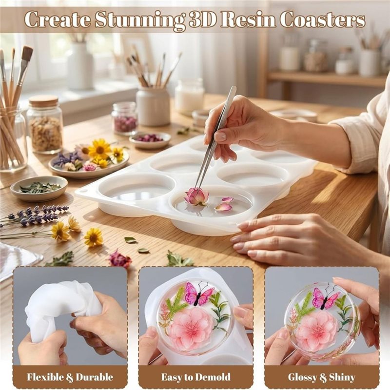 [ABFI!】 DIY 에폭시 아트 공예용 수지 몰드 - - Coaster Mold Round 리뷰 및 가격
