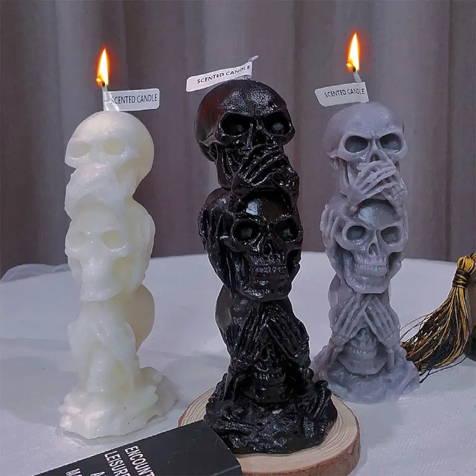 새로운 디자인 3D 해골 호박 실리콘 양초 몰드 DIY - Resin Craft Ideas 리뷰 및 가격