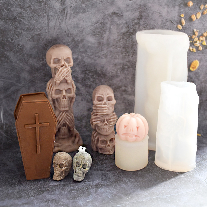 새로운 디자인 3D 해골 호박 실리콘 양초 몰드 DIY - Resin Craft Ideas 리뷰 및 가격