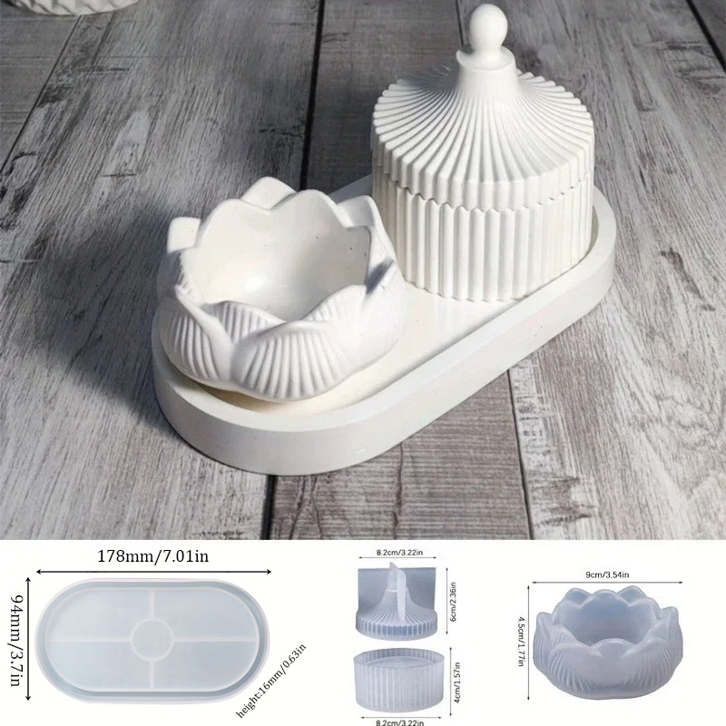 DIY 연꽃 촛대 3 조각 스토리지 실리콘 금형 에폭시 - Resin Craft Ideas 리뷰 및 가격