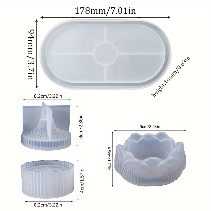 DIY 연꽃 촛대 3 조각 스토리지 실리콘 금형 에폭시 - Resin Craft Ideas 리뷰 및 가격