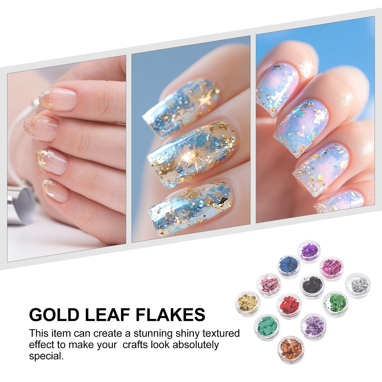 12개 컬러 알루미늄 네일 포일 플레이크 무지개빛 홀로 - Gold Foil Flakes 리뷰 및 가격