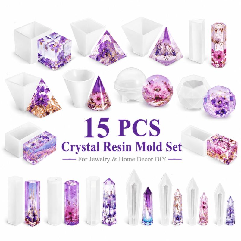 15개 크리스탈 레진 실리콘 몰드 세트, 독특한 디자인 - Resin Jewelry Kit 리뷰 및 가격