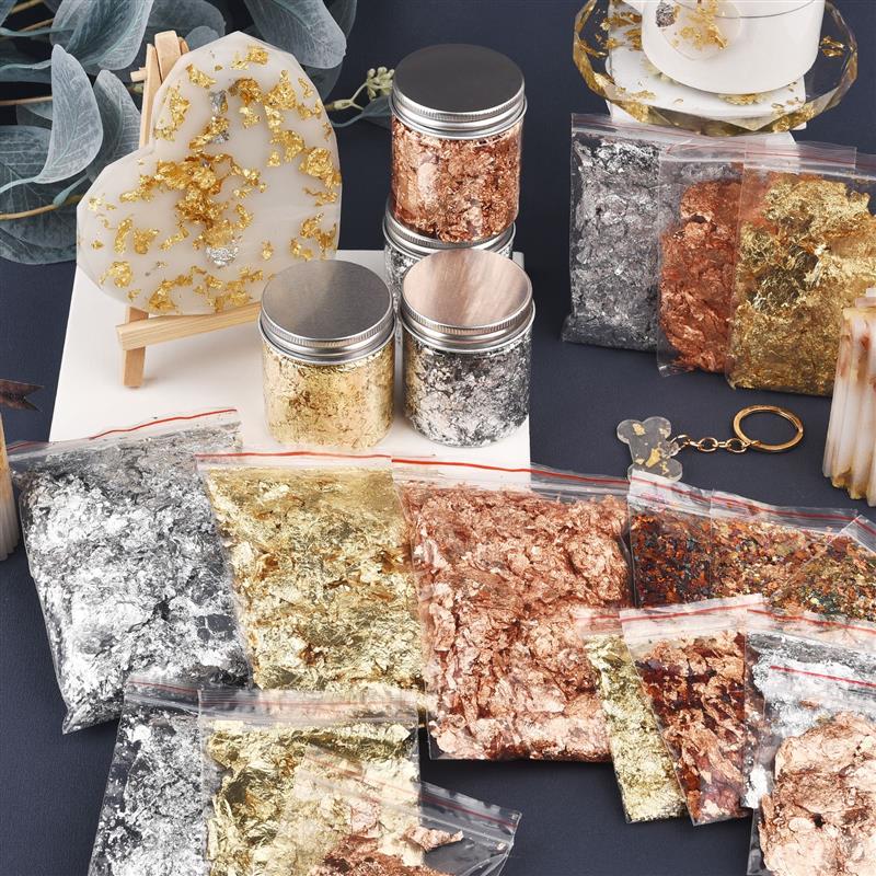 반짝이는 호일 종이 금박 DIY 네일 아트 장식 1/2 - Gold Foil Flakes 리뷰 및 가격