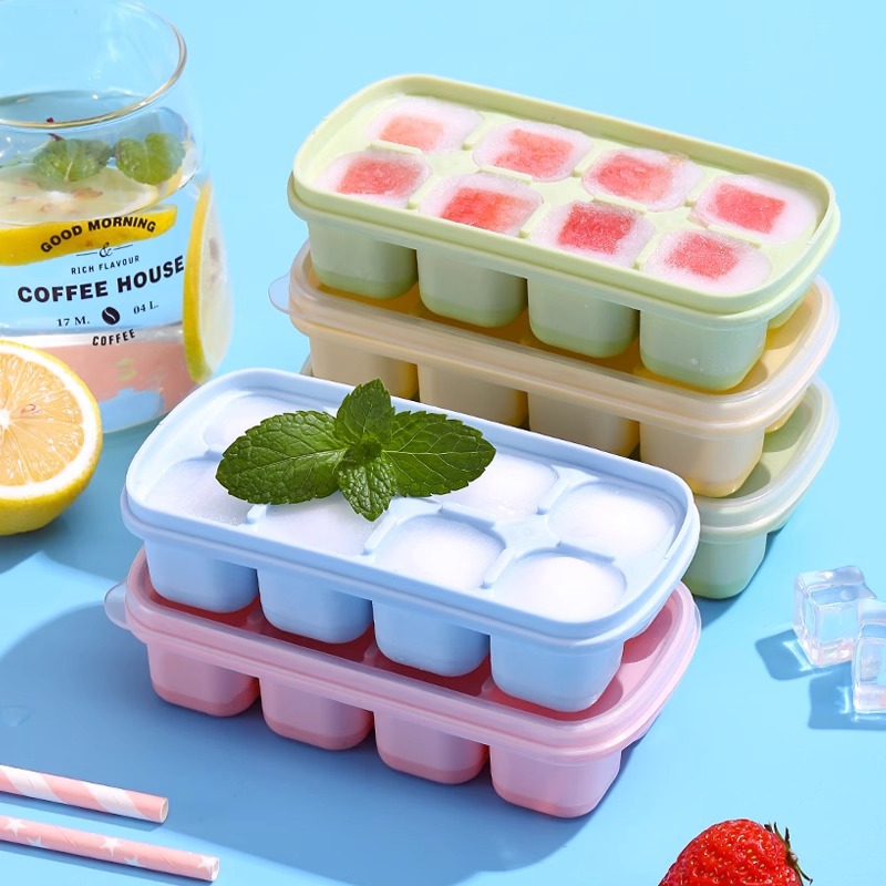 8 그리드 아이스 큐브 트레이 이동식 뚜껑이있는 실리콘 - Silicone Mold Tray 리뷰 및 가격